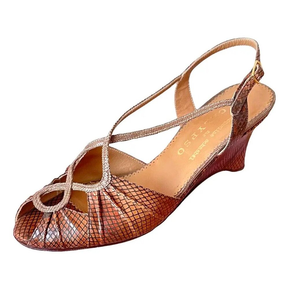 Calypso for Jacqueline Schnabel Snakeskin Embossed Wedges